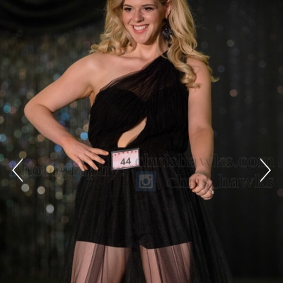 Rachel Allan Black Romper with tulle overskirt - Picture 2 of 3